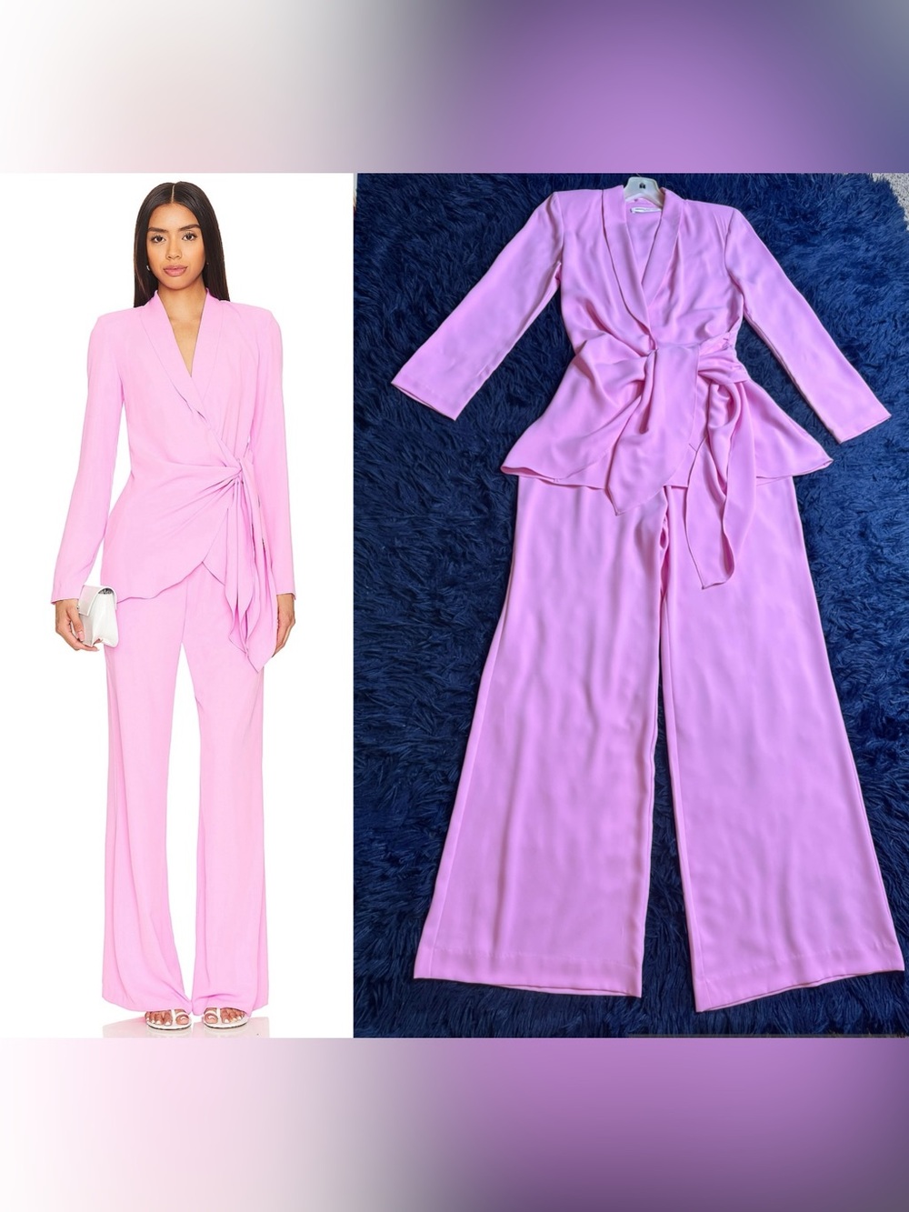 NWOT Amanda Uprichard Vera Blazer And Pants Set in Carnation. Size S
